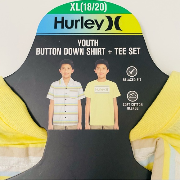 Hurley Youth 2 pack Button down shirt + tee set, NWT. - Picture 11 of 11